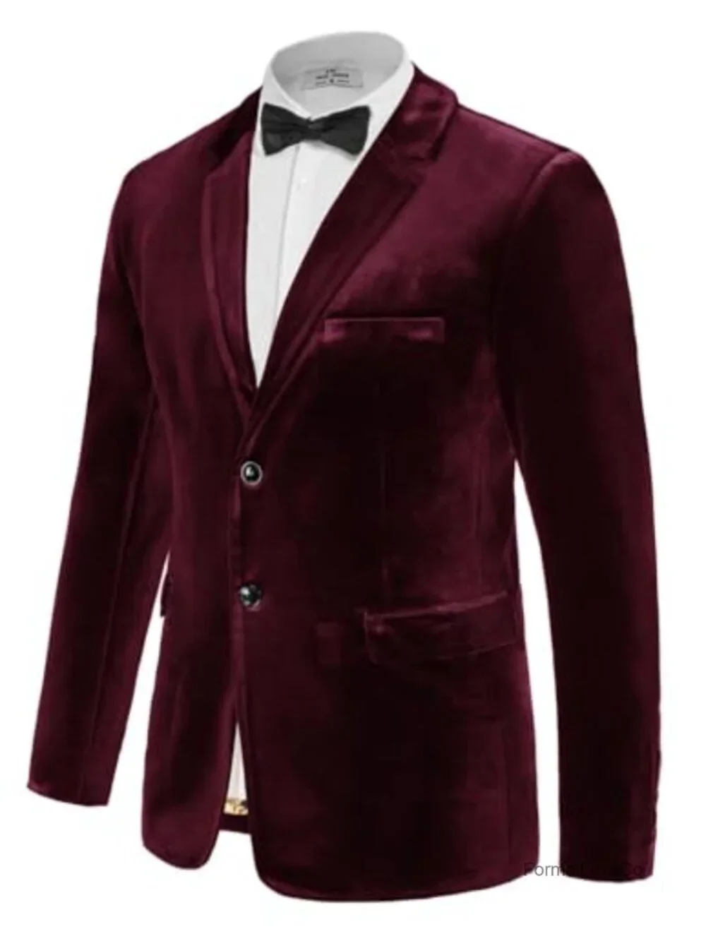 Men's Velvet Two Button Sport Coat Blazer with Notch Lapel & Leather Pockets